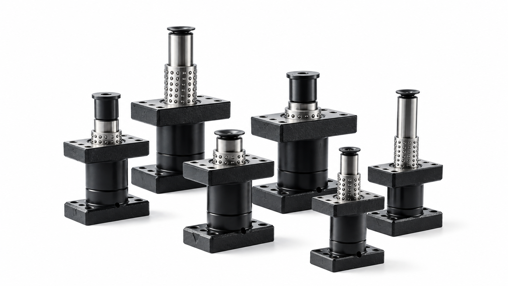 Independent guide post sets with visible mounting bases and seated guide posts