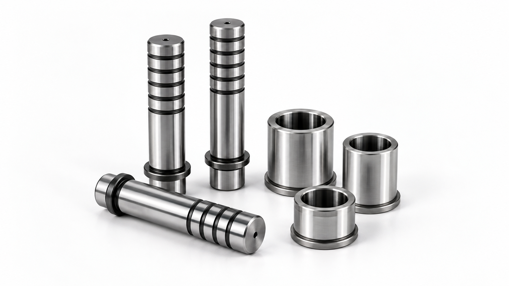 Compact stripper guide posts and matching guide bushings