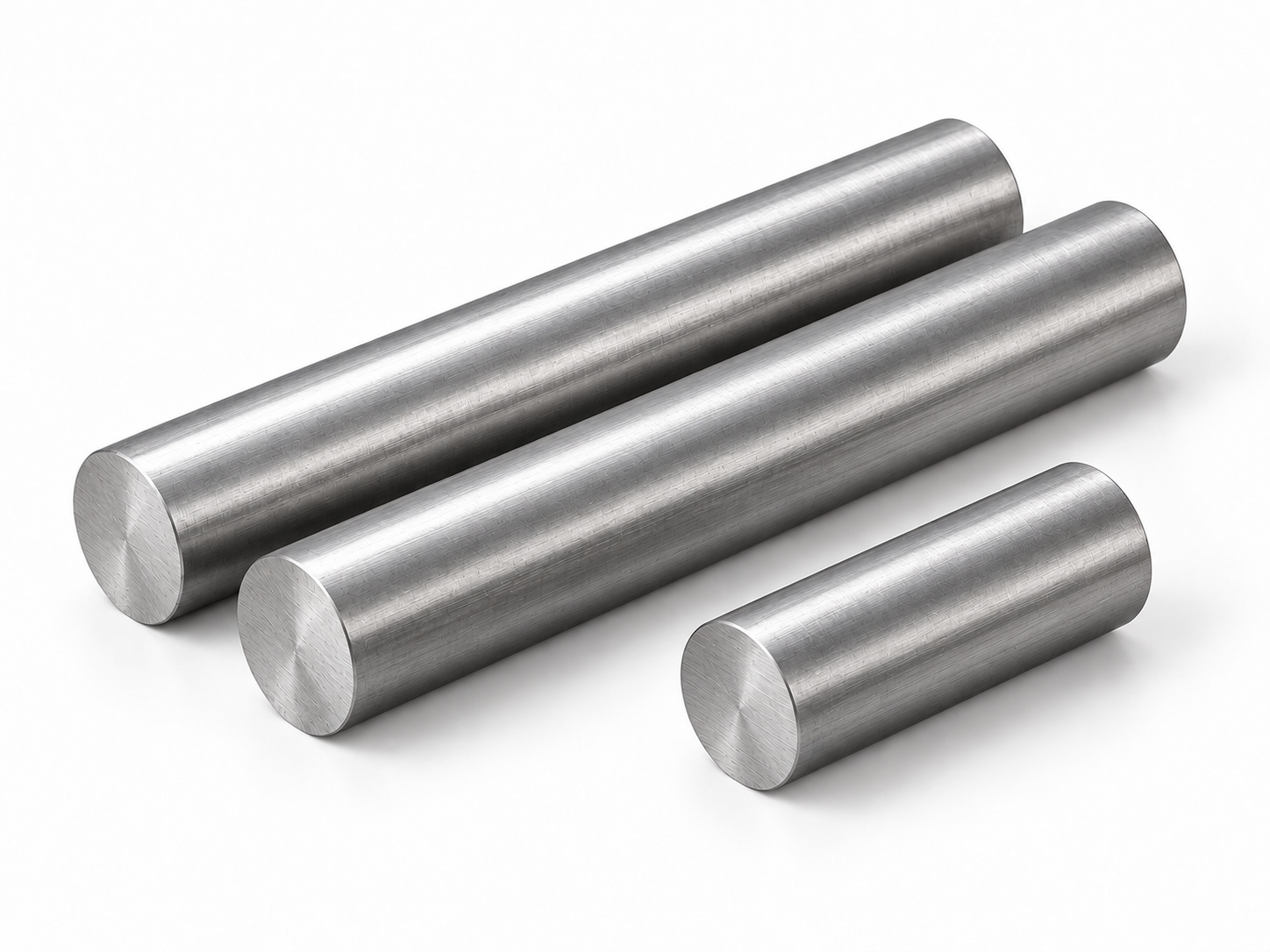 Illustrative bright ground round steel bar stock with longitudinal reflections; not proof of material grade